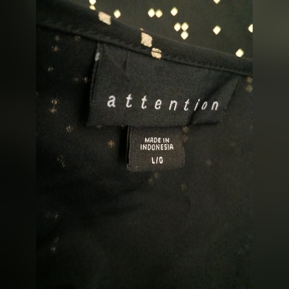 ATTENTION Black and Gold Button Down‎ Shirt Blouse - Picture 5 of 6